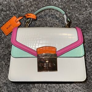 ALDO White, Pink, Mint & Orange Top-Handle Satchel